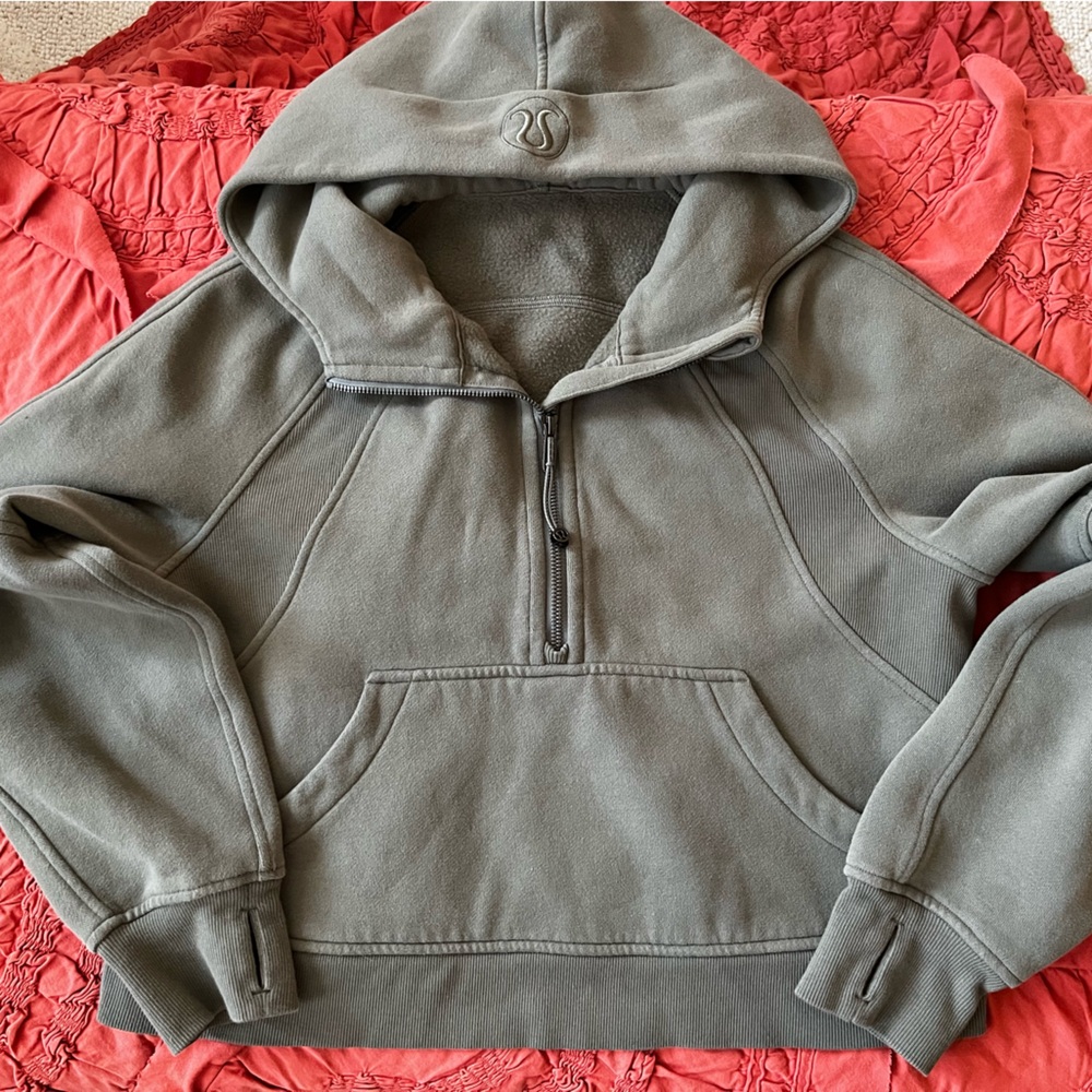 lululemon athletica grey sage scuba half zip hoodie xs/s nwot